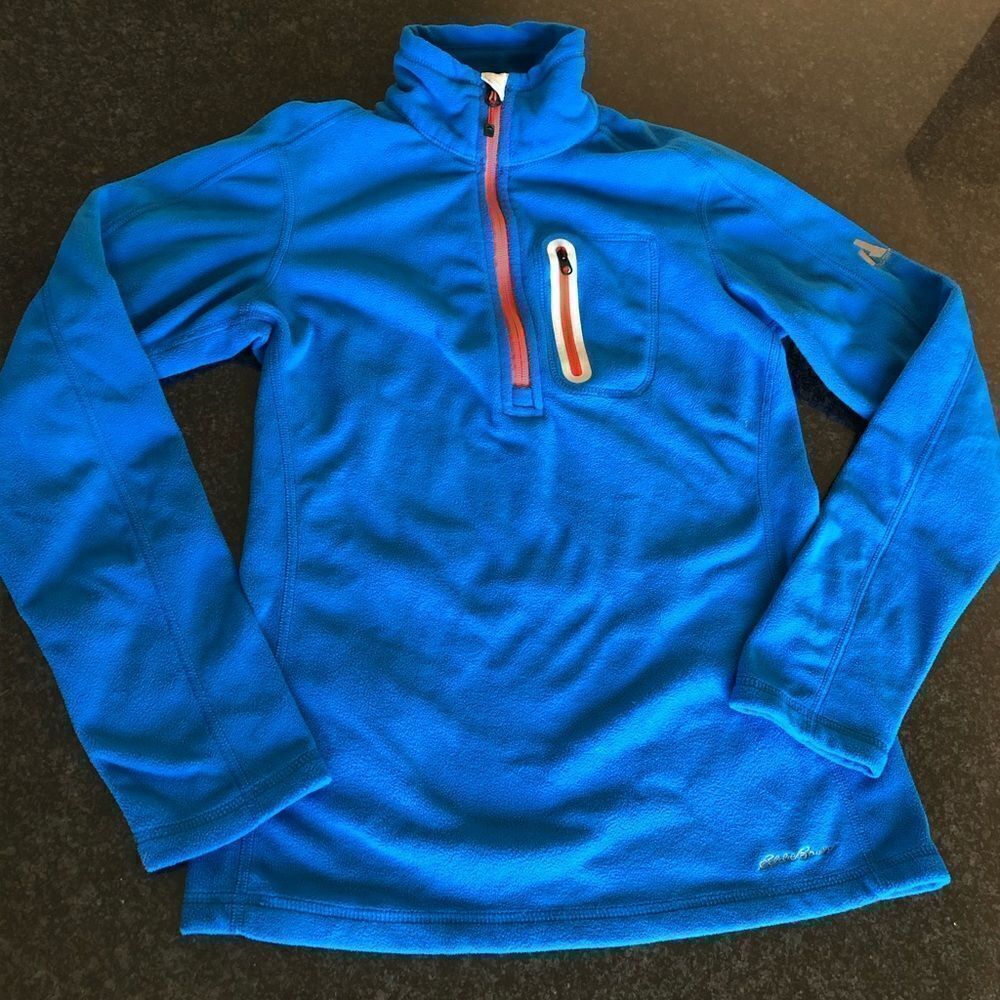 Eddie Bauer Blue Zip Fleece Pullover Top XS